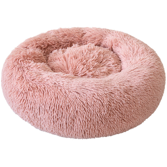 Round Plush Cat Bed Dog House Puppy Cushion Portable Warm Soft Comfortable Kennel-Pink xl