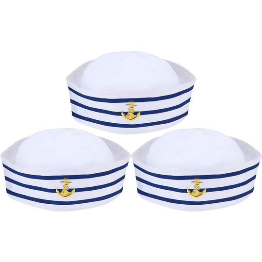 Syhood Sailor Hats Blue and White Sailor Hat for Costume Accessory, Fancy Dress Party (3 Packs)
