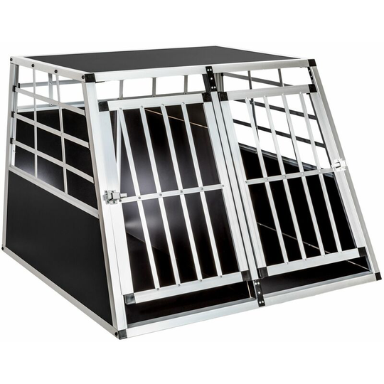 Dog crate double - dog cage, puppy crate, dog travel crate - 97 x 90 x 69,5 cm - black