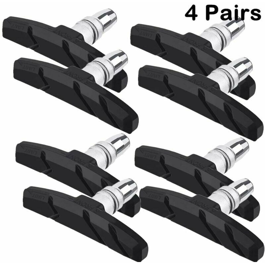 Flkwoh - 4 pairs of v bike brake pads with hex nuts and spacers v bike brake pad set 70 mm (black)