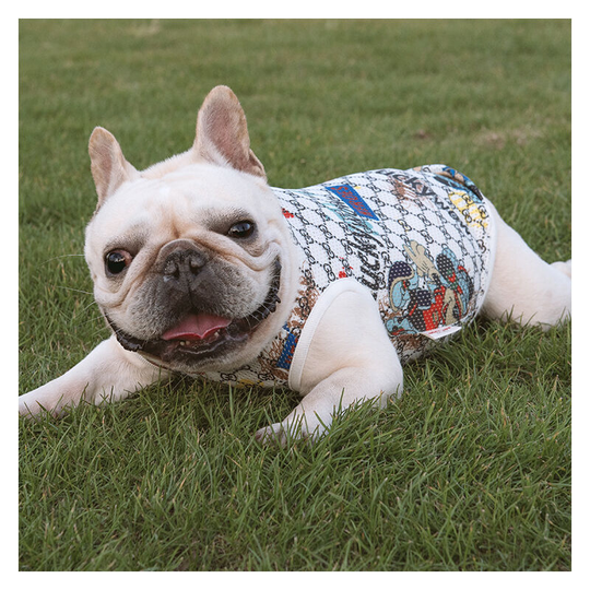 White print cartoon stretch undershirt pet clothes cool clothes Teddy cat and dog clothes pet clothes cute dog underwear dog sweatshirt (M) back
