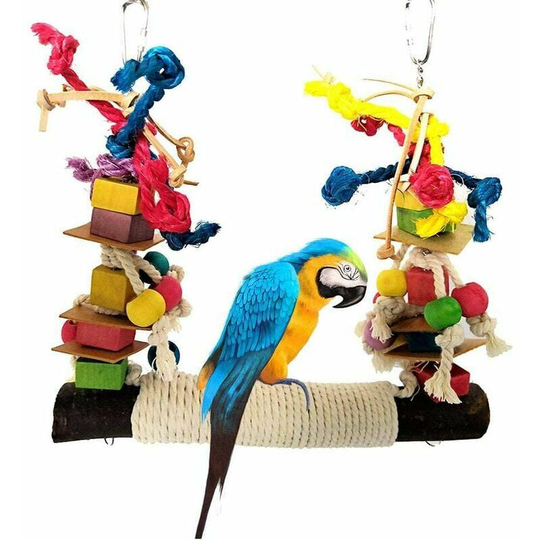 Large parrot swing, bird swing, parrot toy, hemp rope nets for budgies, cockatiels, budgies, macaws, parrots, love birds, finches