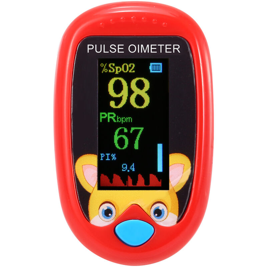 Superseller - Children Pulse Oximeter Fingertrip Mini SpO2 Monitor Oxygen Saturation Monitor Pulse Rate Measuring Gauge Device 5s Rapid Reading, Red