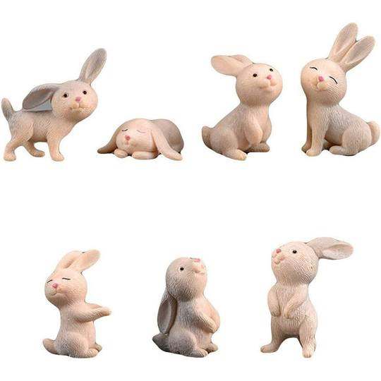 7 cute rabbit simulation mini plastic animal model doll cartoon micro landscape decoration