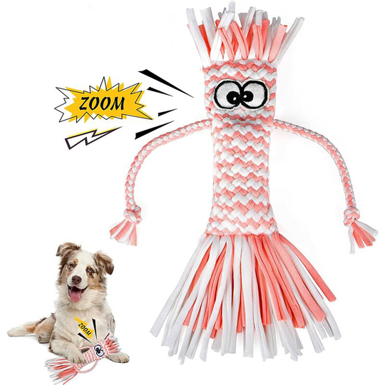 Squeaky Dog Toy - Interactive Soft Dog Toys Against Boredom, Puppy Toy Cleaning Teeth, Training Toys for Small and Medium Dogs(Pink)