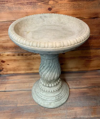 Kyan Stone Garden Art Deco Style Twist Detailed Bird Bath Statue Ornament
