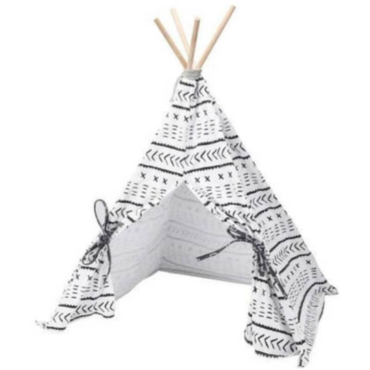 Pet Tent Tipi Canvas 56x56x74 cm Pets Collection White