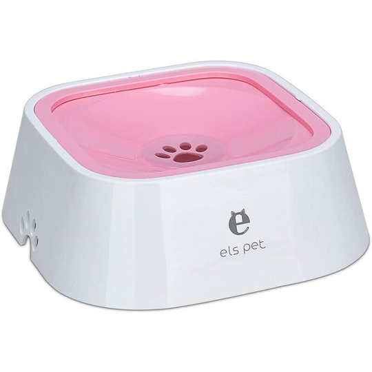 Floating Pet Water Bowl, 1.5L, Slow Water Dispenser, No Spill, Anti-Overflow Anti-Choke, Automatic Feeding Bowl for Dog Cat Puppy (Pink)