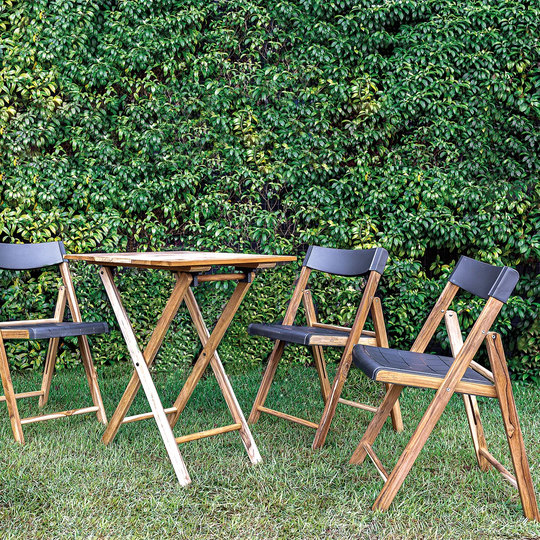 Draughn Teak Wood 4 Seater Folding Bistro Set