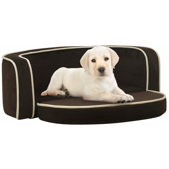 Foldable Dog Sofa Brown 73x67x26 cm Plush Washable Cushion