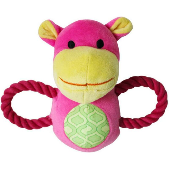 Squeaky Squeaky Dog Toys with 2 handles Plush Dog Sound Toy, Pink
