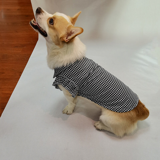 Pet clothing dog plaid shirt small dog spring and summer clothes dog clothes m (chest 40', neck 26', back 3' suitable for weight 4-6 pounds'), black )