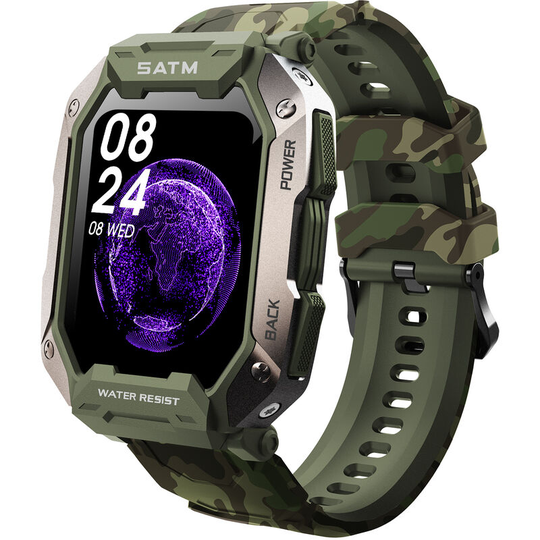 C20 Outdoor Sports Rugged Smartwatch 1.72'' 280*320 Full-touch Screen Tough Body 5ATM Waterproof Heart Rate Monitor 50 Days Standby 24 Sports