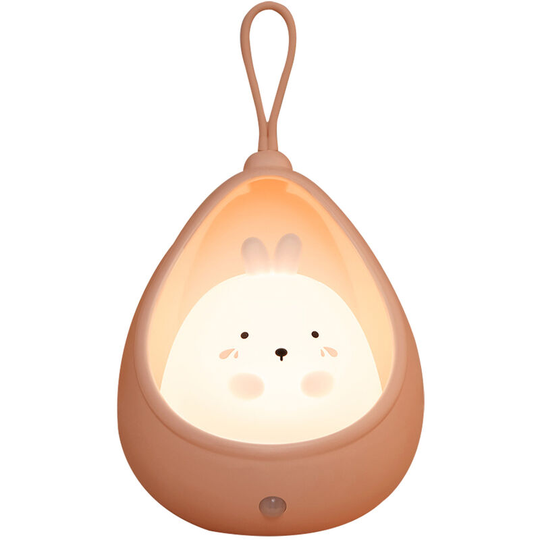 Human body induction night light, bedroom wardrobe bedside silicone night light - pink cute rabbit