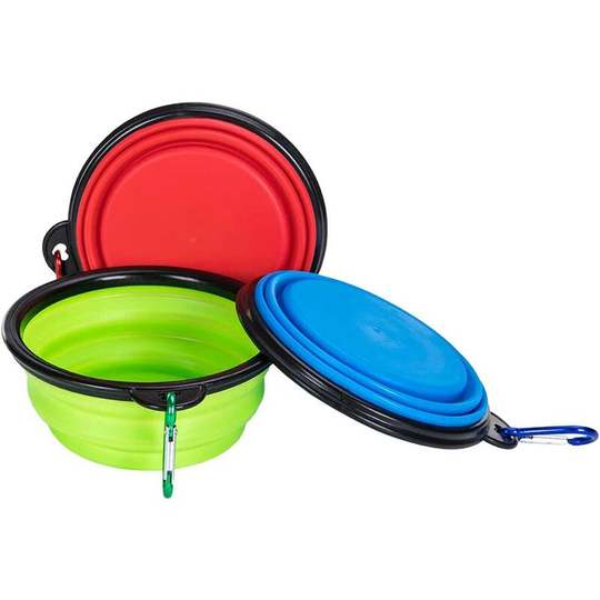 Dog and Cat Travel Dog Bowl, Foldable Silicone Dog Bowl, 3 Piece Set Soekavia