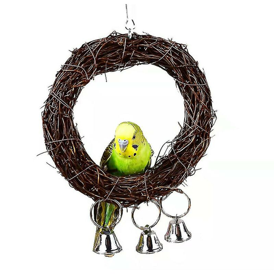 Pet Parrot Rattan Swing Bell-small And Medium Bird Toy (15cm)