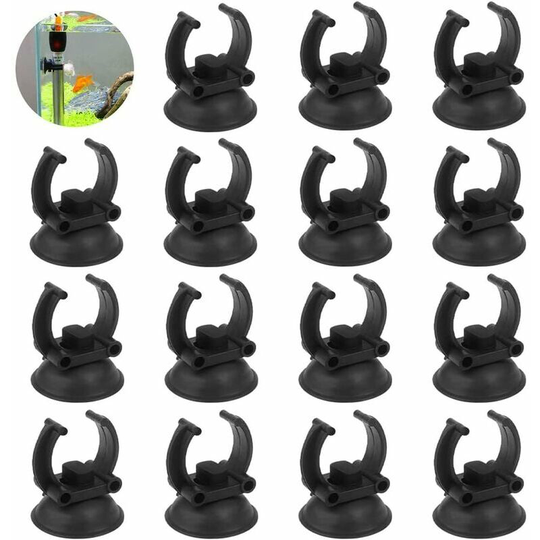 Deckon - Fulushou Suction Cup Aquarium 24 Pieces Aquarium Suction Cup Bracket Clips for Heater Suction Cup Aquarium Plastic Black for Water Tube