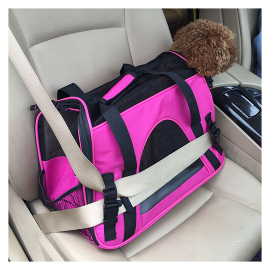 Medium] Portable Travel Bag, Pet Bag, Carry Bag, Dog Cat, Plush Bag, Breathable Dog Crate Box, Light Blue [Free Plush Cushion] 41 * 20 * 27