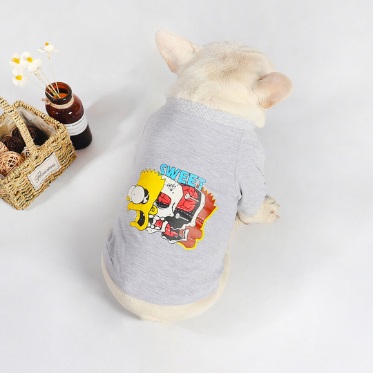 Dog shirt (gray), pet clothes shirt cat T-shirt, sweater with breathable, suitable for large and small dogs cats puppies soft and cute casual and