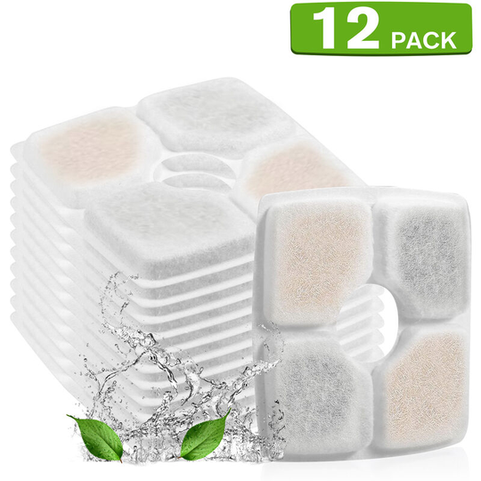 Cat Water Fountain Filters Replacement Filters for 84oz/2.5L Square Filter Space Automatic Pet Water Fountain 12pcs Keep Pets Healthy