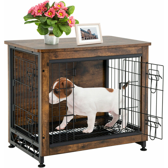 Wooden Dog Cage Furniture Style Dog Crate Dual Use Decorative Wire Dog House