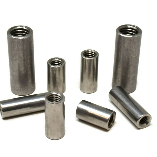 (M6 X 20mm, 2) Round Threaded Studding Connector Nuts A2 Stainless Steel All thread Tube Sleeve