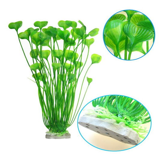 Sun Flowergb - Plastic Plants for Fish Tank, Tall Artificial Plants for Fish Tank Decoration, Green 15.6 Inches (2 Pieces)