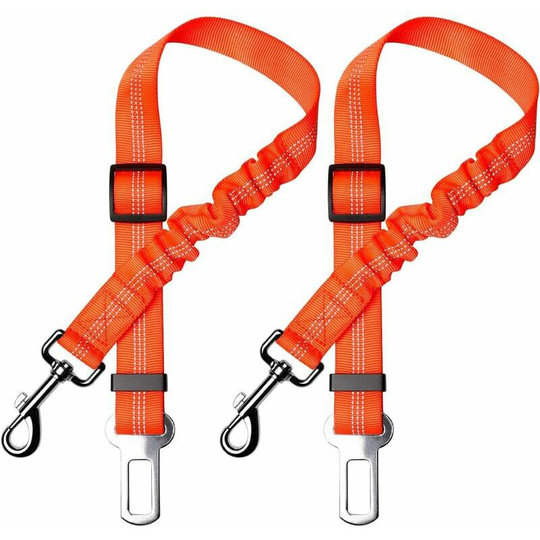 2Pcs Elastic Nylon Dog Carrier Harness, Adjustable Dog Carrier Leash with Shock Absorption Function and Carabiner for Dogs and Cats(Orange)