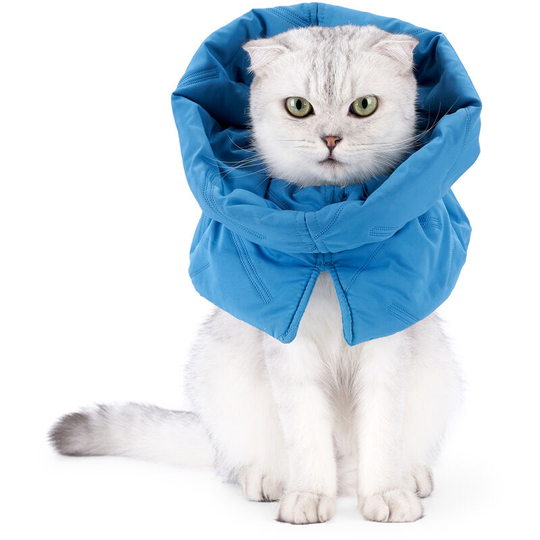 Cat Cone Collar Stop Licking Adjustable Scarf Warm Recovery Collar - Royal Blue,Medium