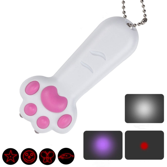 Cat Toy led Pointer, Multifunctional Cat Chasing Toy Battery Powered Pet Cat Exercise Tool, White - Muff