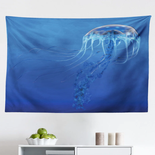 Blue Spotted Jelly Fish Aquarium Life Marine Animals Ocean Predator in the Deep Water Wall Hanging