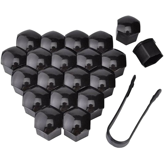 20pcs Black Car Styling Wheel Nut Protection Auto Hub Screw Bolt Head Cover Tire Protector 19mm Plastic + 19mm Removal Tool