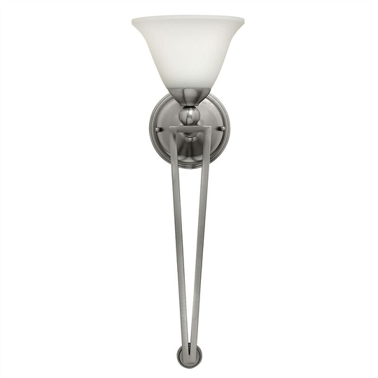 Elstead Bolla - 1 Light Wall Light Brushed Nickel Glass Shade, E27