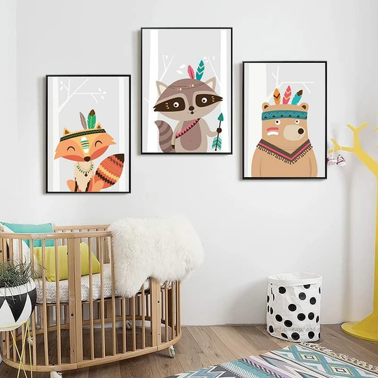 Set of 3 Paintings for Children's Room Girl Pink Baby Posters Set Rabbit My Princess Love Poster Birthday Gifts Unframed XL(50X70CM) No Frame i