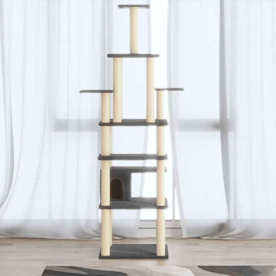 Cat Tree with Sisal Scratching Posts Dark Grey 183 cm