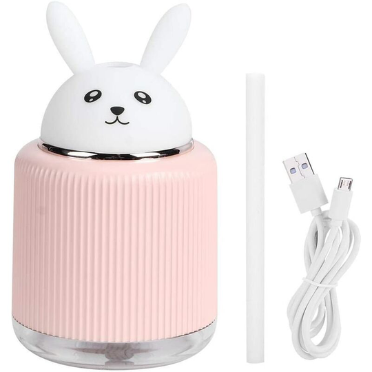 Perle Rare - 300ML Cute Rabbit Shape Household Mini Air Humidifier usb Mist Diffuser Atomizer Mist Purifier for Car Home Office Desktop,Pink
