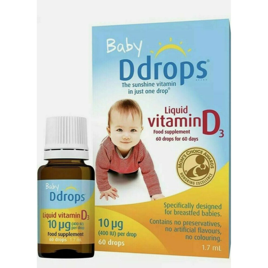 2x Baby Ddrops Vitamin D3, 10 μg ( 400 IU ) 60 drops