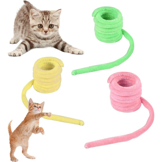 3 Pieces Plush Cat Spring Toys, Bite Resistant Catnip Cat Toys for Indoor Cats, Colorful Interactive Cat Toys Cat Entertaining Toys