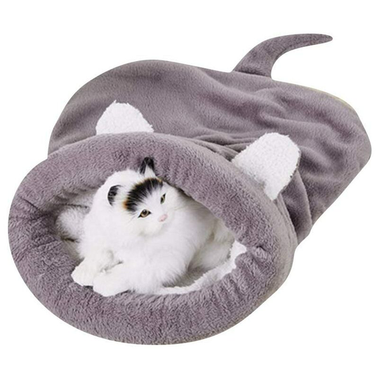 Fleece Soft Cat Sleeping Bag Windproof Snuggle Sack Blanket Mat for Dog and Puppy MZ042 (m, Grey)