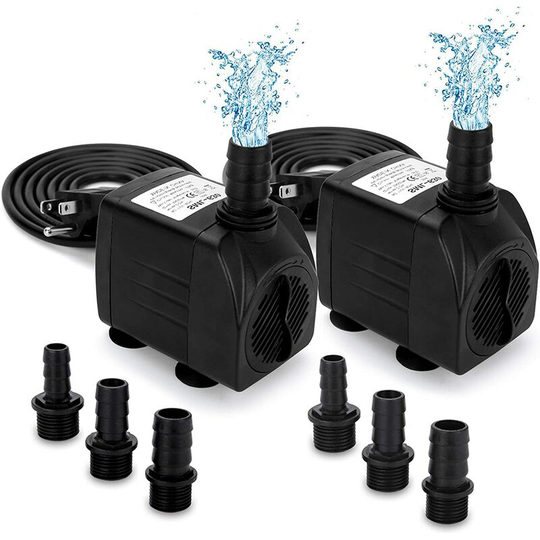 2 Packs 550GPH Submersible Pump 30W Ultra Quiet Fountain Water Pump, 2000L/H, with 7.2ft High Lift, 3 Nozzles for Aquarium, Fish Tank, Pond,