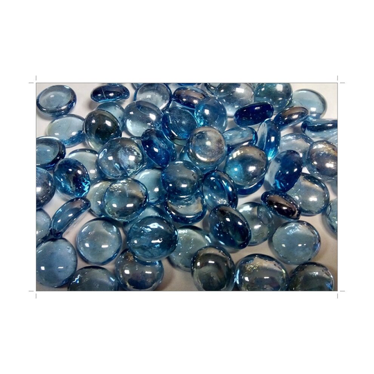 (Light Blue) 100 Glass Pebbles 20mm (approx 450g)
