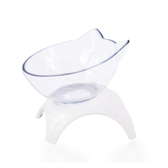 Anti Glutton Cat Bowl, Transparent, Adjustable Simple Bowl, with Raised Stand, Water and Food, Prevent Neck Injury