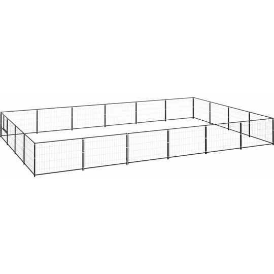 Dog Kennel Black 24 m² Steel Vidaxl Black