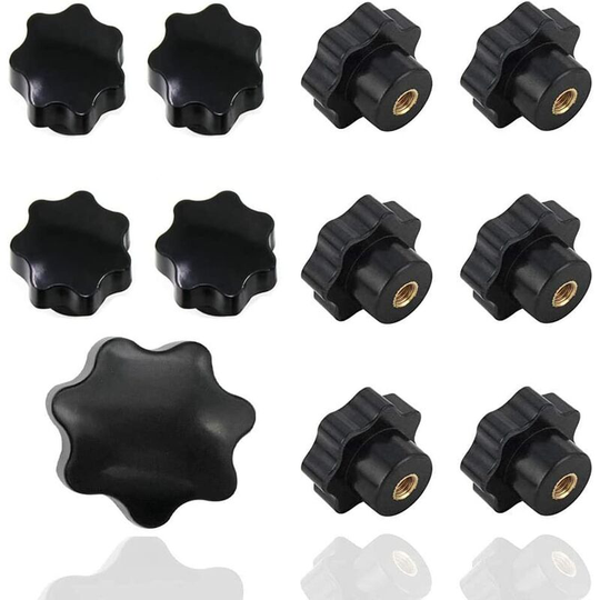 10Pcs Knurled Thread Clamp Knob, Star Head Clamp Nuts Knob, M6 Star Knobs, Handle Clamps Fit Cupboard Door Cabinet Machine Tools, M6 x 32mm