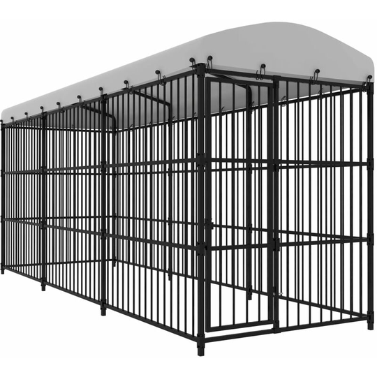 Outdoor Dog Kennel with Roof 450x150x210 cm Vidaxl Black