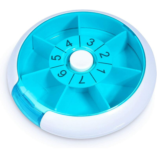 Bearsu - Day Daily Pill Organizer, Small Round Pill Box Medicine Vitamins Container Pill Organizer Pill Dispenser Medicine for Traveling Blue