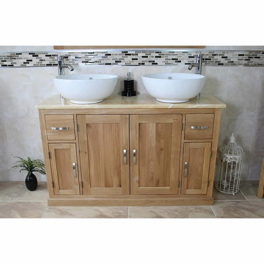 Delgadillo Solid Oak 1230mm Free-Standing Vanity Unit