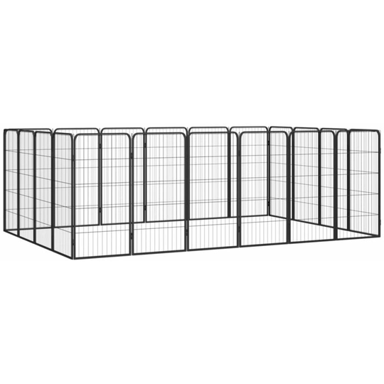 20-Panel Dog Playpen Black 50x100 cm Powder-coated Steel Vidaxl Black