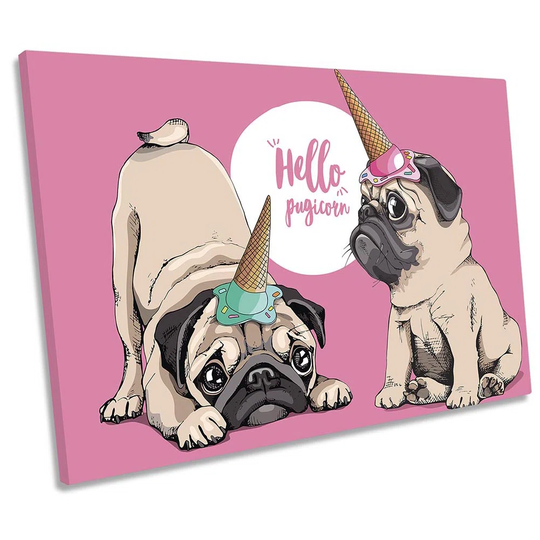 Funny Pugs Unicorn Puppy - Wrapped Canvas Graphic Art
