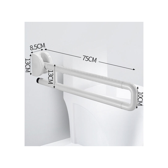 Toilet safety railing, stainless steel, for the elderly, the disabled, hinged handles , 75cm, white